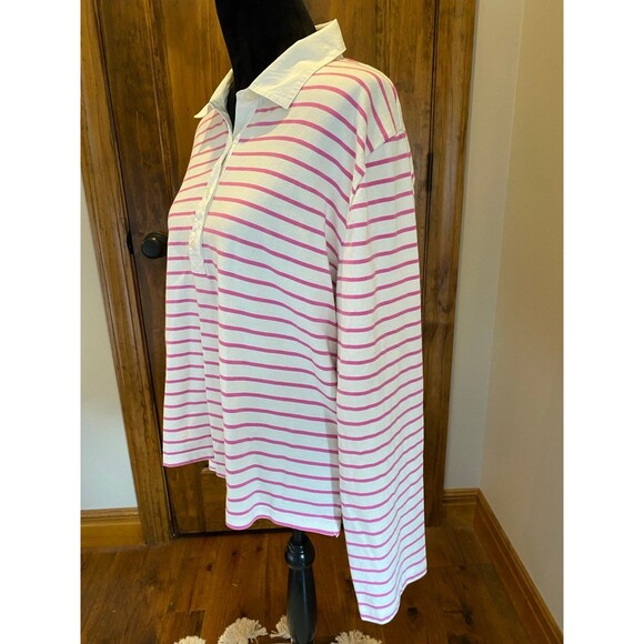 J. Crew Womens Cream & Pink Collared Long Sleeved Plus Size XL Pullover - Picture 3 of 8